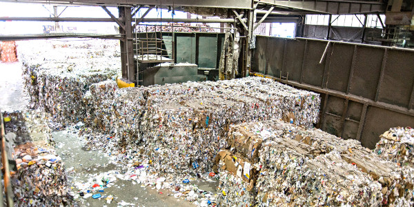 A recycling facility in Seattle, Washington fills up as waste managers are struggling to find plants to process their recyclables. Credit Wiqan Ang/New York Times.